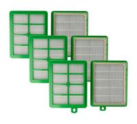 vhbw 6x filtre compatible avec AEG Electrolux AAC 6856, AAC 6857, AAC 6858, AAC 6853, AAC 6854, AAC 6855 aspirateur - filtre HEPA blanc / vert