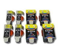vhbw 8X Cartouches Remplacement pour Samsung INK-M210 | INK-M215 black, NK-C210 colour pour imprimante avec puce