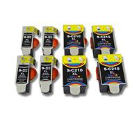 vhbw 8X Cartouches Remplacement pour Samsung INK-M210, INK-M215 Black, NK-C210 Colour pour imprimante avec Puce