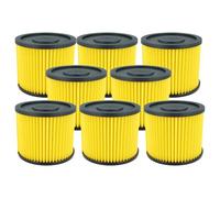 vhbw 8x filtre plissé compatible avec Einhell BT-VC 1250-2, BT-VC 1250 SA, BT-VC 1250 S, BT-VC 1250/1, BT-VC 1450 S aspirateur - jaune