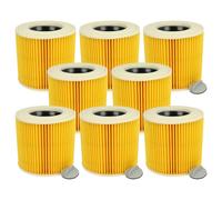 vhbw 8x filtre plissé remplacement pour Kärcher 6.414-789.0, 6.414-789 pour aspirateur - jaune / marron