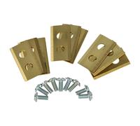 vhbw 9x Lames compatible avec Texas RMX500, RMX1000, RMX2000, RMX1600 tondeuse - Lames de rechange, or, acier (revêtement en titane)