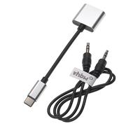 vhbw Adaptateur AUX USB type C vers jack audio compatible avec Nubia Z17 Smartphone - Convertisseur 2-en-1 incl. câble jack, noir / argenté