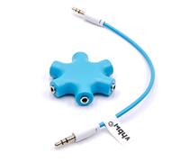 vhbw Adaptateur Multi-Port Audio 5 Sorties pour Casque, Box, Tablette - Bleu