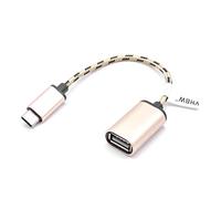vhbw Adaptateur OTG Compatible avec HTC U Ultra appareils - Câble de Prise Femelle USB 3.1 Type C vers connecteur USB 2.0 A, Rose-doré