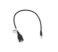 vhbw Adaptateur OTG Compatible avec Peugeot, Opel, Mercedes, Mazda, Land Rover appareils Mobiles - Câble de Port USB vers connecteur AUX, Noir