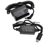 vhbw Alimentation USB Compatible avec Nikon D7000, D7100 Appareil Photo numérique + DC Coupler (Replacement pour Nikon EP-5B) - 2m, câble spiralé