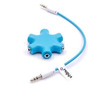 vhbw Adaptateur Multi-Port Audio 5 Sorties pour Casque, Box, Tablette - Bleu
