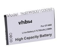 vhbw Batterie Compatible avec Alcatel OneTouch 2012 téléphone Portable (700mAh, 3,7V, Li-ION)