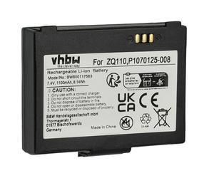 vhbw Batterie Compatible avec Bixolon SPP-R200II | SPP-R200/II, SPP-R200III, SPP-R210, SPP-R200 scanner de code-barre POS (1100mAh, 7,4V, Li-ion)