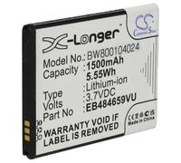 vhbw Batterie Compatible avec Samsung Galaxy Proclaim SCH-S720C, WiFi 3.2 YP-GS1, W GT-I8150 téléphone Portable (1500mAh, 3,7V, Li-ION)