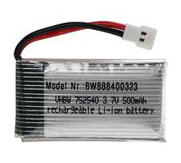 vhbw Batterie Compatible avec XH 2.54 2P connecteur pour modéle RC par ex. Voiture de Course Avion (500mAh, 3,7V, Li-polymère, 45 x 25 x 10 mm)