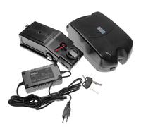 Vhbw Batterie Électrique Tige Selle 36v Li-Ion 13,2ah Design Grenouille + Support Inclus. Chargeur Inclus Pour E Bikes, Vélos Électriques, Pedelecs