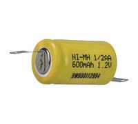 vhbw Batterie Remplacement pour 1/2AA pour modéle RC (600mAh, 1,2V, NiMH, Vert, avec cosse à souder (Z))