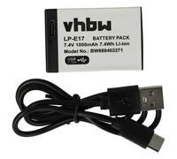 vhbw Batterie remplacement pour Canon LP-E17 pour appareil photo (1000mAh, 7,4V, Li-ion) - prise USB-C