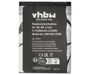 vhbw Batterie Remplacement pour Vertu BL-5V pour Smartphone (600mAh, 3,7V, Li-ION)