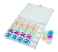 vhbw Boîte de Rangement Compatible avec Janome 1506, 1504, 1312, 1308, 1510, 1508, 110 canettes de Machine à Coudre - Inclus canettes colorées