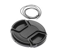vhbw Bouchon d'objectif 55 mm compatible avec Sony DT 4-5.6/55-200 SAM, DT 35 mm F1.8 SAM (SAL35F18) appareil photo - plastique noir, poignée interne