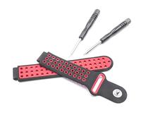 vhbw Bracelet de rechange rouge/noir 12+11,3cm pour Smartwatch compatible avec Garmin Forerunner 220, 230, 235, 620, 630, 735, Approach S20, S5, S6