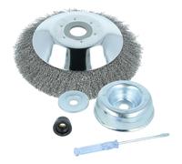 vhbw Brosse à désherber en métal doux compatible avec Makita DBC 340, 300, 290, 250 outil de jardin, débroussailleuse - Ø 20 cm - kit d'accessoires