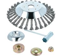 vhbw Brosse à désherber en métal dur compatible avec Makita DBC250, 340, 300, 290 outil de jardin, débroussailleuse - kit d'accessoires