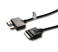 vhbw Câble adaptateur de ligne AUX Radio compatible avec Apple iPod modèles avec connecteur 30 broches voiture, véhicule - USB