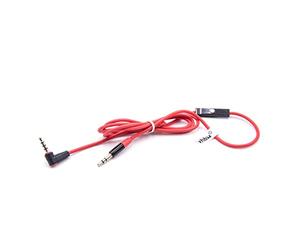 vhbw Câble audio AUX compatible avec Beats by Dr. Dre Monster Beats Solo, Solo HD, Studio, Studio 2.0 casque - Avec prise jack 3,5 mm, microphone rouge