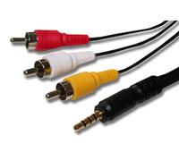 vhbw Câble audio vidéo AV composite compatible avec Canon Powershot MV300, MV300i, MV4, MV400, MV400i, MV430, MV430i camcoder, caméra