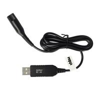 vhbw Câble de charge compatible avec Braun Series 5 550s-3, 550s-4, 560s-3, 560s-4, 570cc, 550, 560 rasoir - Câble d'alimentation, 120 cm, noir