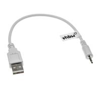 vhbw Câble de chargement USB compatible avec JBL Synchros S500, S700 écouteurs, blanc, 20.5cm - USB 2.0 de type A avec une prise jack de 2,5mm