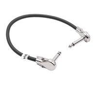 vhbw Câble patch pour guitare 15cm câble jack pour pédale d'effets - câble jack avec prise 6,35mm, coudé, plat, noir/argenté