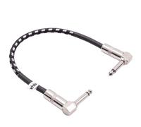 vhbw Câble patch pour guitare 30cm câble jack pour pédale d'effets | câble jack avec prise 6,35mm, coudé, tressé, blanc / argenté