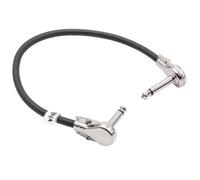 vhbw Câble patch pour guitare 30cm câble jack pour pédale d'effets - câble jack ave prise 6,35mm, coudé, plat, noir / argent