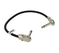 vhbw Câble patch pour guitare 30cm câble jack pour pédale d'effets - câble jack avec prise 6,35mm, coudé, plat, noir/argenté