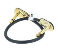 vhbw Câble patch pour guitare 30cm câble jack pour pédale d'effets - câble jack avec prise 6,35mm, coudé, plat, or/noir