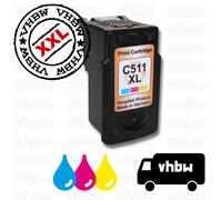 vhbw Cartouche d'encre Cyan/Magenta/Jaune compatible avec Canon Pixma MP270, MP272, MP280, MP480, MP490, MP282 imprimante (rechargeable, 15 ml)