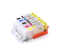 vhbw Cartouches d'encre Vide Multicouleurs Compatible avec Canon Pixma IX6800, IX6850, MG5400 imprimante CISS (compatiblepack de 5, + Puce)