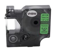 vhbw cassette cartouche 12mm noir sur vert neon pour imprimante d?étiquette Dymo LabelMaker 450D, 500, 500TS, PC, PC II, PC2
