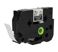 vhbw Cassette ruban pochoir 18 mm remplacement pour Brother ST-141, STE-141 pour étiqueteuse - blanc sur transparent