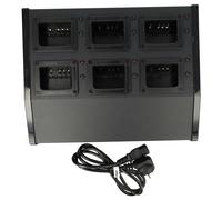 vhbw Chargeur 6 Compartiments Compatible avec Kenwood KNB-26N, KNB-26A, KNB-35 Batteries de Radio - Socle + Alimentation, 12 V, 6 A