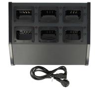vhbw Chargeur 6 compartiments compatible avec Kenwood TK-2302VK, TK-2302T batteries de radio - Socle + Alimentation, 9 - 12 V, 6 A