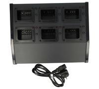 vhbw Chargeur 6 compartiments compatible avec Kenwood TK-3173K, TK-3360, TK-3173 batteries de radio - Socle + Alimentation, 12 V, 6 A