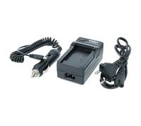 vhbw Chargeur Compatible avec HP Action Cam AC-200W, AC-200, AC-300W caméra caméscope + câble de Voiture + témoin de Charge