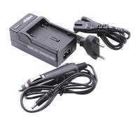 vhbw Chargeur compatible avec JVC D230US, D231, D238, D24, D30, D30E, D30U caméra caméscope action-cam - Station + câble de voiture, témoin de charge