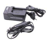 vhbw Chargeur compatible avec Olympus Li-40C, Li-42, Li-40 caméra caméscope action-cam + câble de voiture + témoin de charge 4,2 V