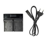 vhbw Chargeur de Batterie Double Compatible avec Sony NP-FP30, NP-FP50, NP-FP60 caméra, DSLR, Action-cam - Chargeur + Adaptateur Allume-Cigare