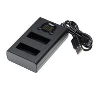 vhbw Chargeur de batterie double USB compatible avec Olympus Stylus 1, 1s caméra, DSLR, action-cam - Chargeur, témoin LED de charge