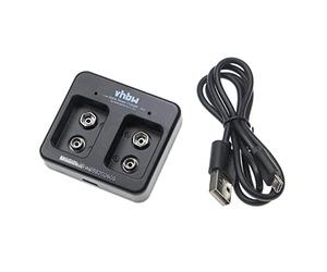 vhbw Chargeur de Piles 2 Slots pour Batteries, Piles domestiques Ni-CD, NiMH, Li-ION (Piles Bloc 9V) - Chargeur Micro-USB