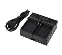 vhbw Chargeur double compatible avec JVC ADIXXION GC-XA1EU, GC-XA2, XA1BE, GC-XA1, GC-XA2BEU, XA1BUS caméra action-cam + témoin de charge