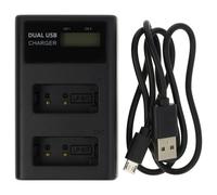 vhbw Chargeur double remplacement pour Canon LC-E17C, LC-E17E, LC-E17 pour caméra action-cam + câble micro-USB + écran LED 8,4 V